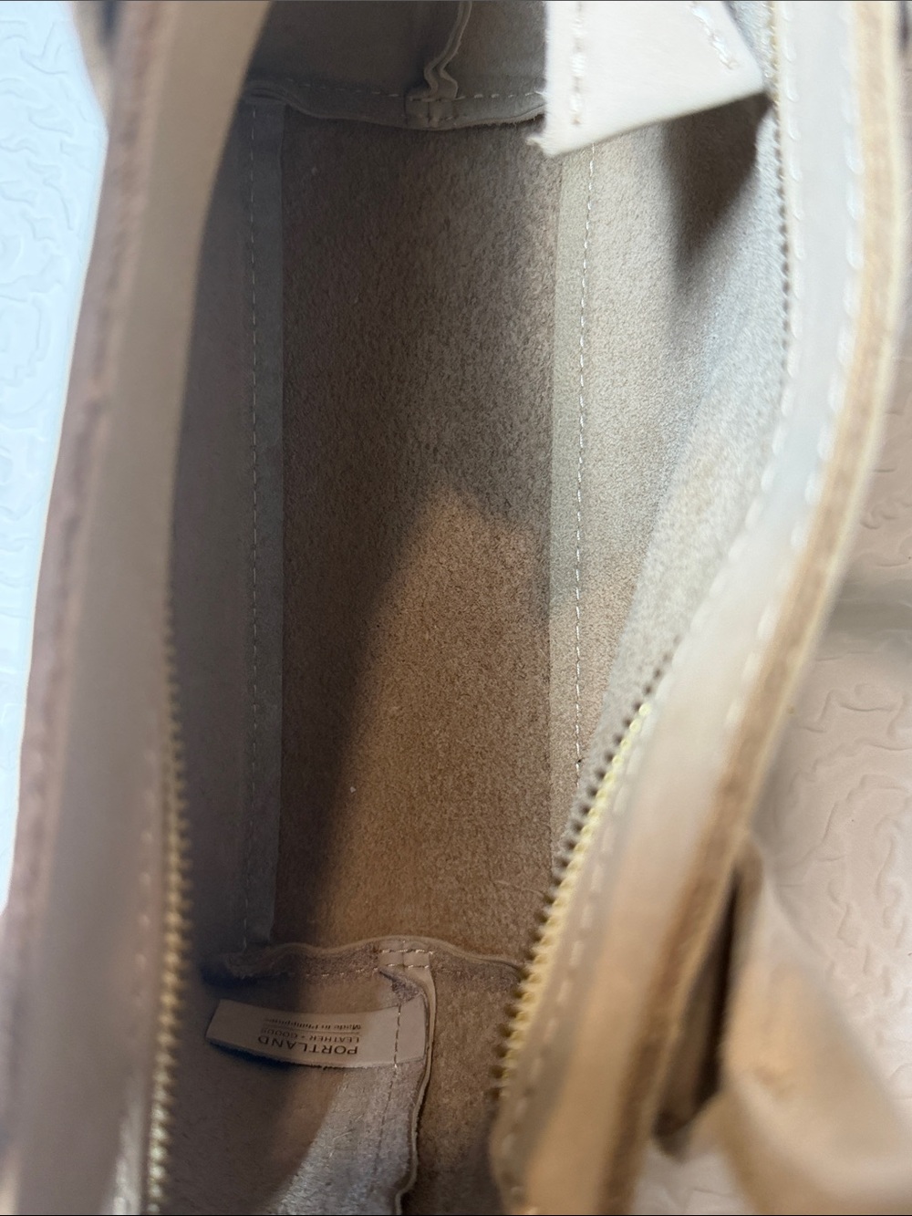 Portland Leather Taupe Top-Handle Satchel - Picture 5 of 10